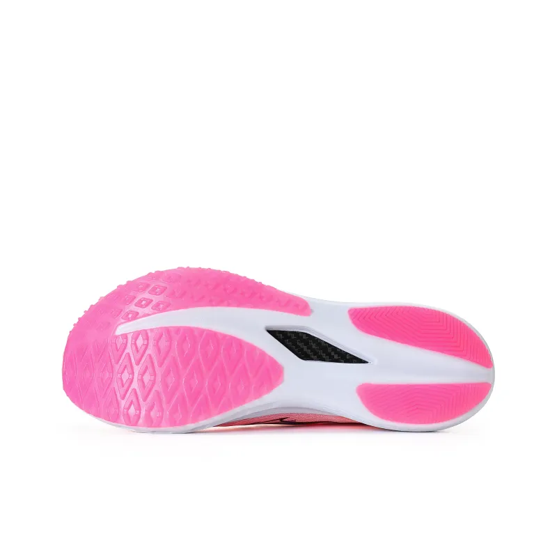 XINGHUOLI Cushioned Slip-Resistant Breathable Low-Top Carbon Plate Technology Running Shoes Unisex Highlighter Pink-8