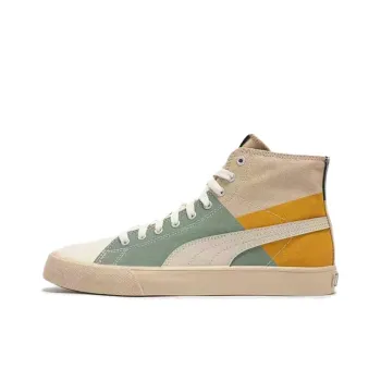 PUMA Cushioning Wear Resistant High Top Skateboard Shoes Unisex White Green Yellow