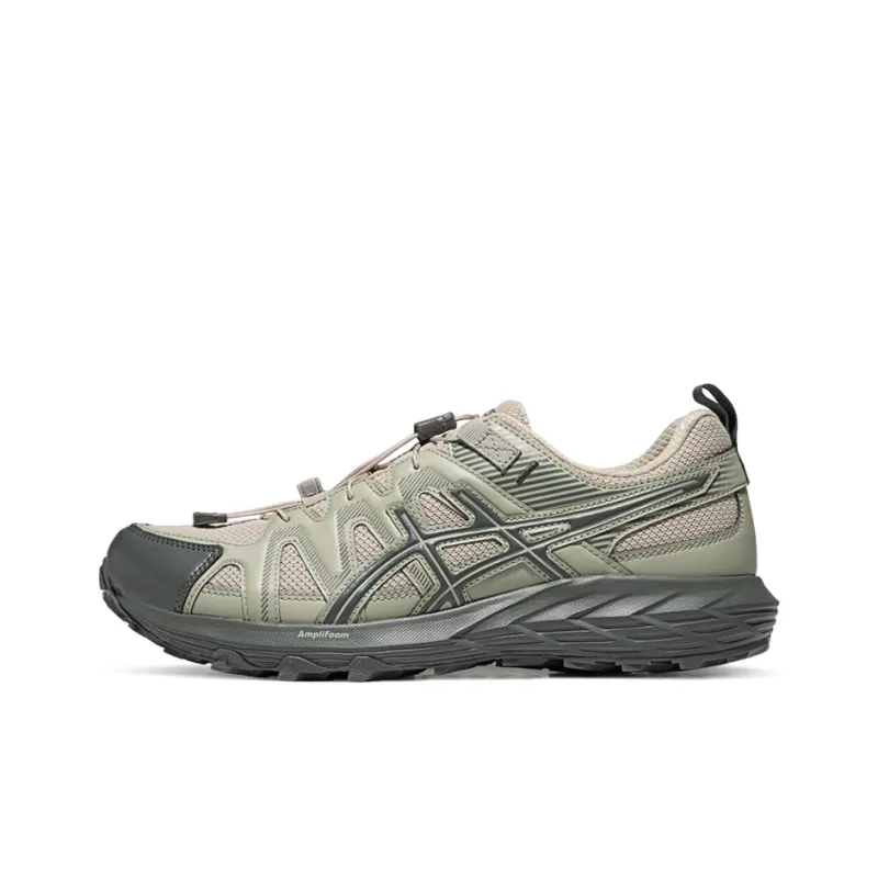Asics Wear Resistant Cushioning Slip Resistant Rebound Low Top Trail Running Running Shoes Men's Gray Beige-0