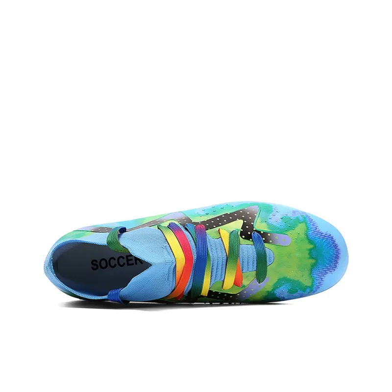 VAKY AG Rubber Short Studs TF Rubber Broken Studs Anti-Slip Wear-Resistant Soccer Shoes Unisex Blue-2