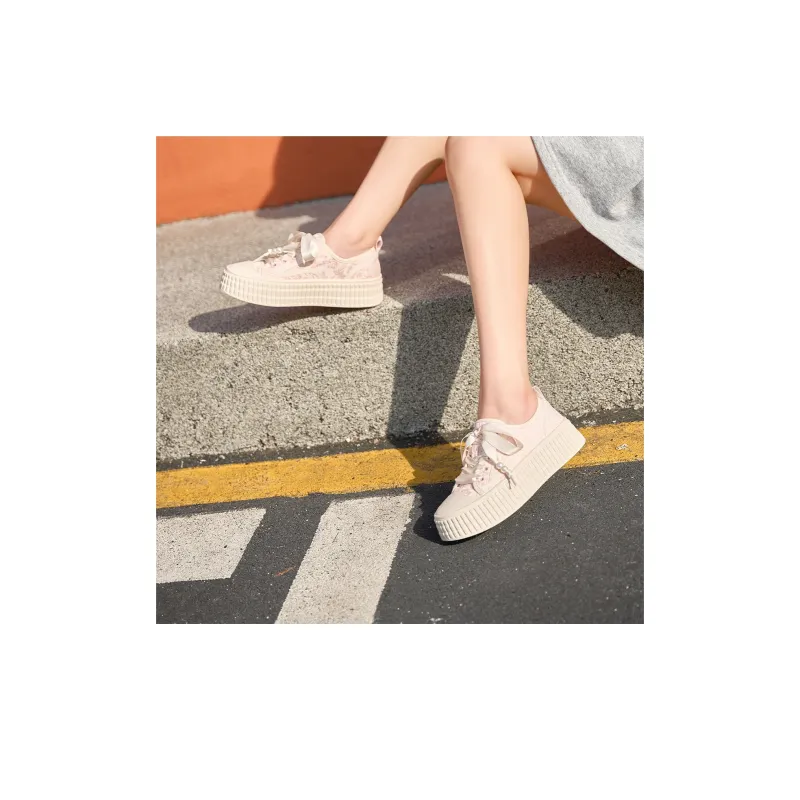 HLA Skateboard Shoes Women's Low Top Black/Pink/Beige-21