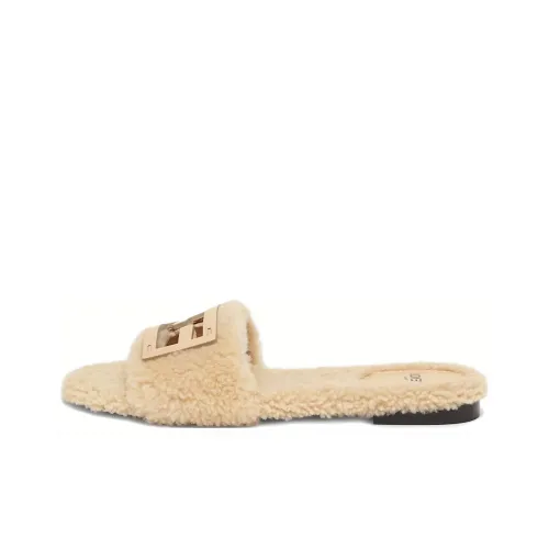 FENDI Slide Slippers Women's Beige