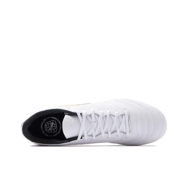 PUMA King Mirai Anti Slip Wear Resistant Soccer Shoes Unisex White-3