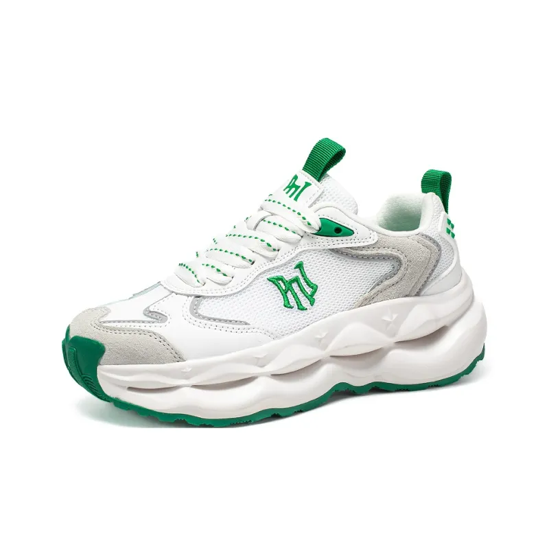 Pnj Anti Slip Wear Resistant Breathable Lightweight Height Increasing Low Top Chunky Sneakers Unisex Apple Green-1