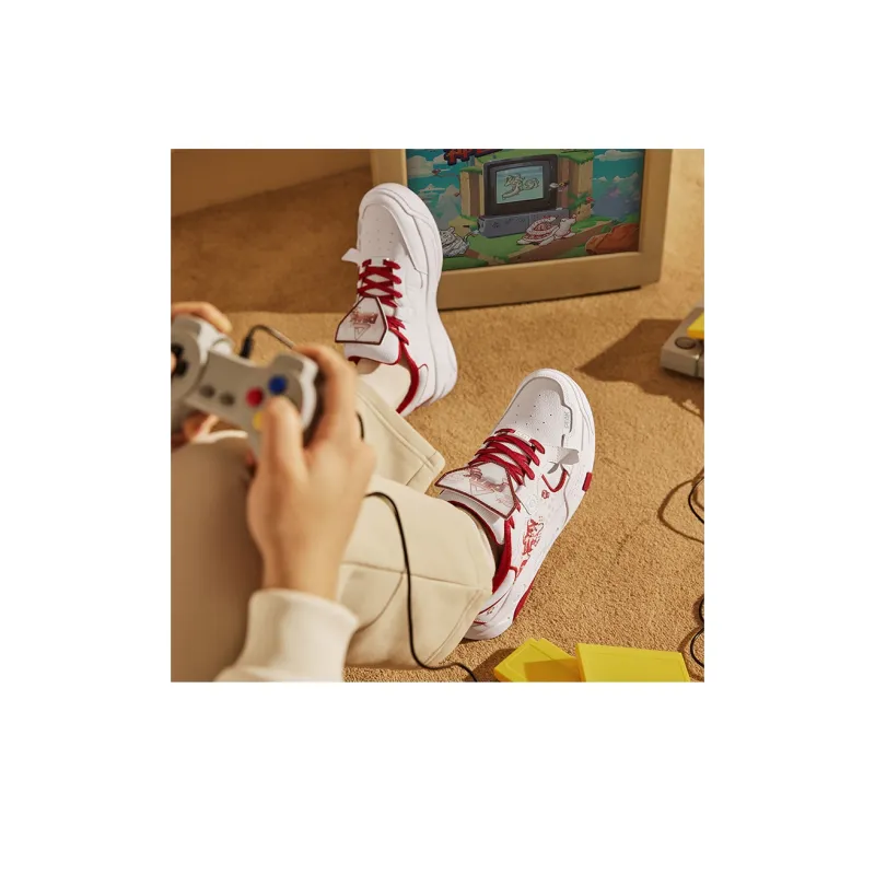 PEAK Guochuang Series Skateboard Shoes Women's Low Top All White Dark Red-7