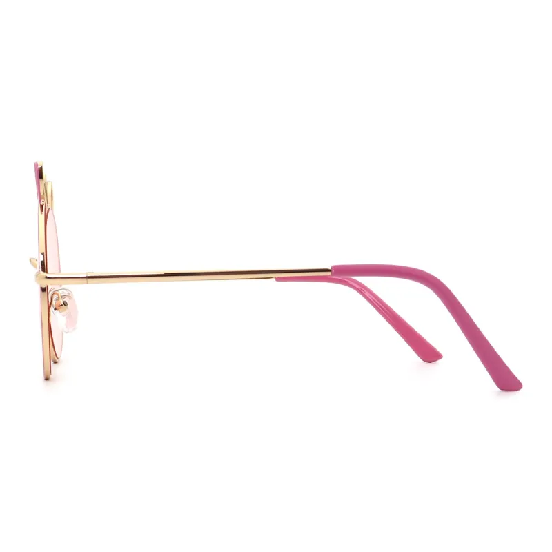 Pair Ponyo Metal Round Sunglasses Kids' Pink-3