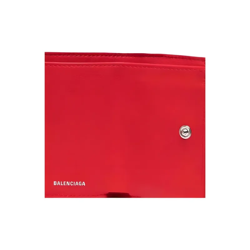 Balenciaga PAPIER Leather Wallet Mini Women's Red-4