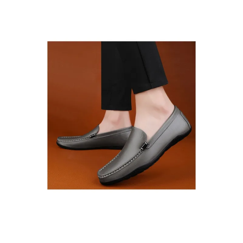Bull charm Gommino Loafers Men Black/Gray-2