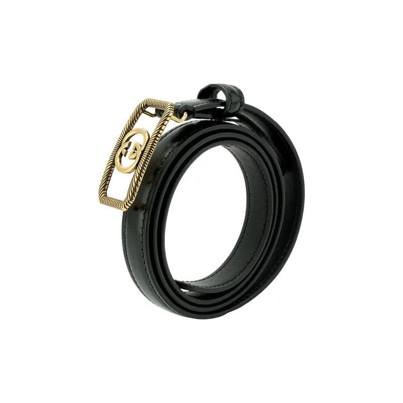 GUCCI Interlocking G Buckle Thin Belt-1