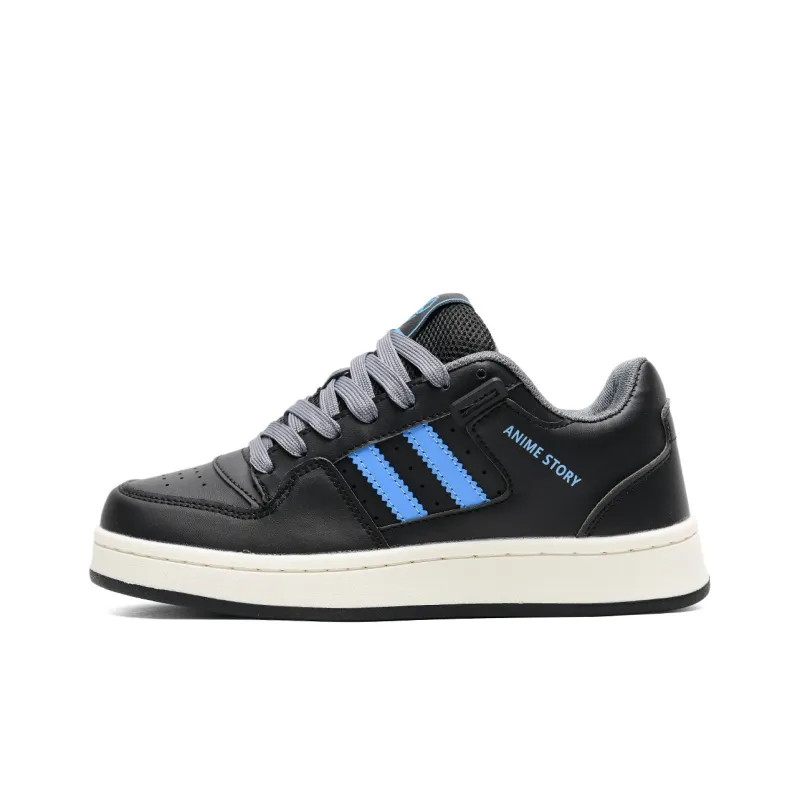 Anime Story Low Top Skateboard Shoes Unisex Blue Black Box Included-1