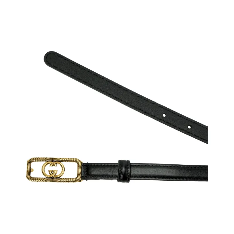 GUCCI Interlocking G Buckle Thin Belt-3