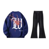 Set (Royal Blue Sweatshirts+Black Gray Jeans)