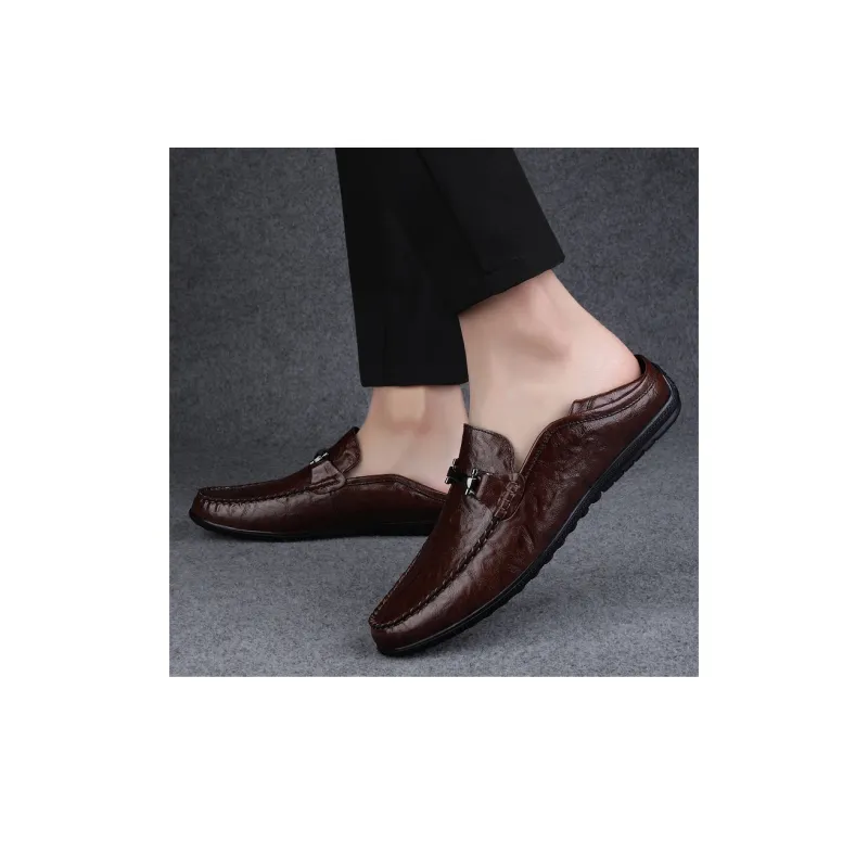 King Jinmai Gommino Loafers Men Black/Dark Brown-21
