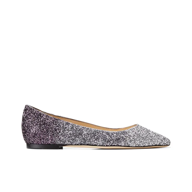 Jimmy Choo ROMY Flat Zhou Yangjie Casual Single Shoes Women's Charcoal Gray Gradient-1