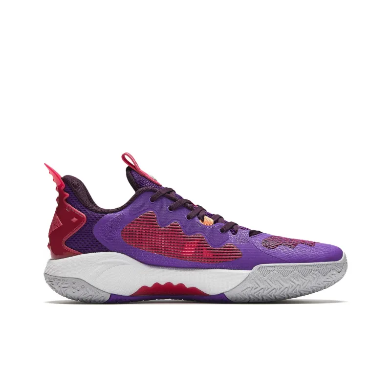 Anta Crazy Wave 5 Team V2 Cushioning Wear Resistant Rebound Low Top Basketball Shoes Men's Fuchsia-1