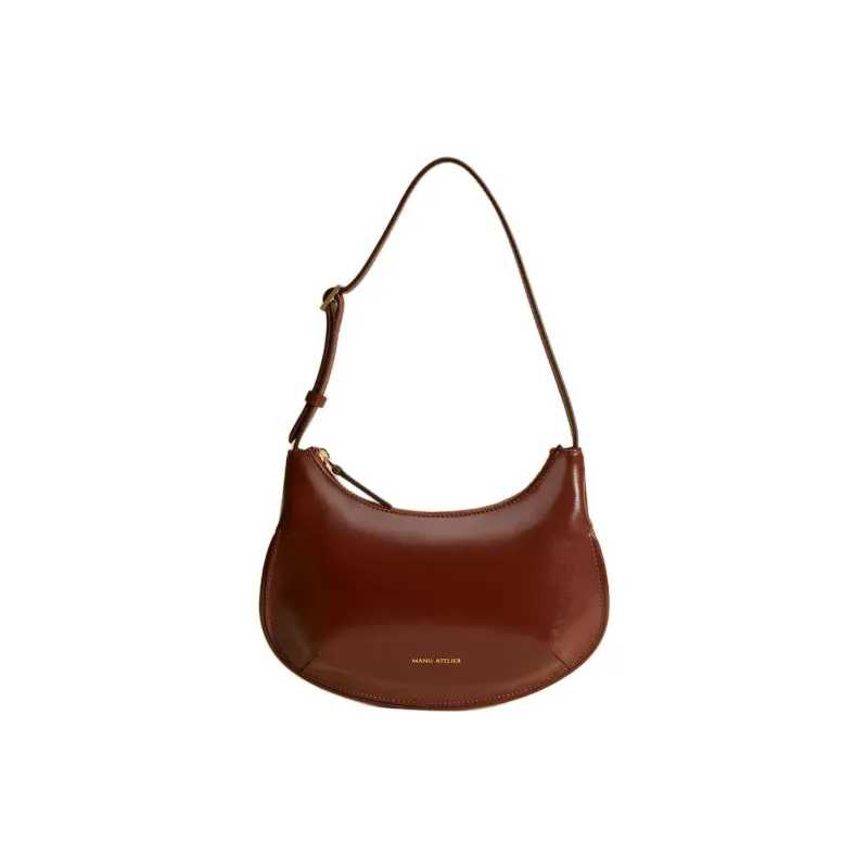 Manu Atelier Soft Calfskin Handbag, Shoulder Bag Women's Brown-0
