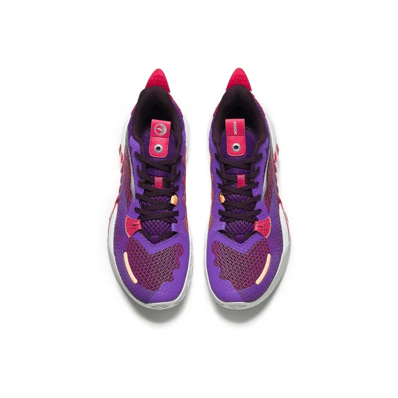 Anta Crazy Wave 5 Team V2 Cushioning Wear Resistant Rebound Low Top Basketball Shoes Men's Fuchsia-3