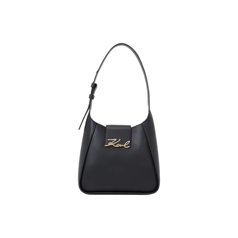Karl Lagerfeld Signature Leather Shoulder Bag-0