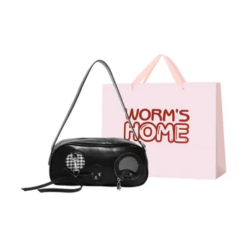 Worm's Home Artificial Leather Shoulder Bag, Handbag Women's Black
