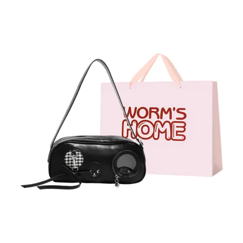 Worm's Home Artificial Leather Shoulder Bag, Handbag Women's Black