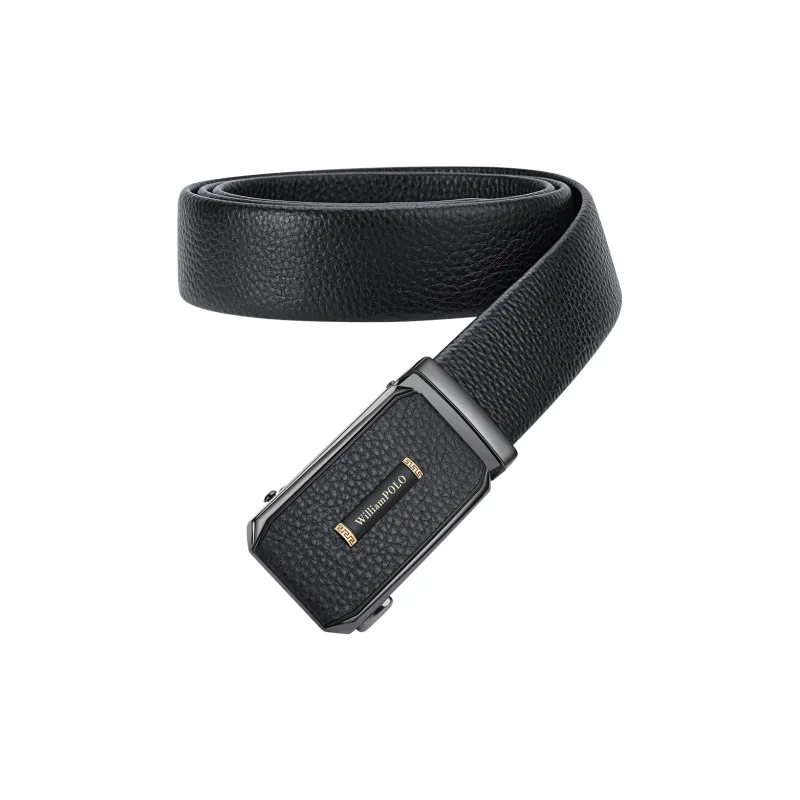 WilliamPOLO Cow Leather Leather Belts Men's Gunmetal 3.5cm-2