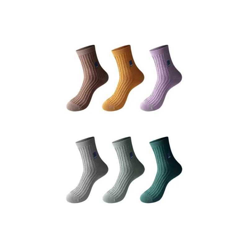 AUN Mid-Calf Socks Men's 6 Pack Mixed Color-0