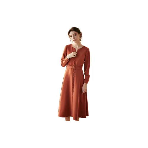 ROEYSHOUSE Long-Sleeved Dresses Women's Brick Red