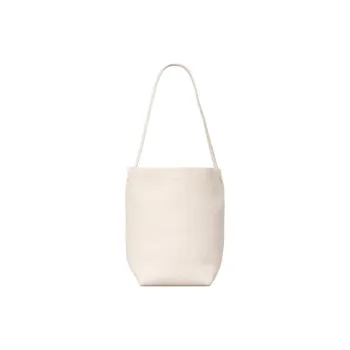 THE ROW Leather Bucket Bag, One Shoulder Handbag Women's Light Beige