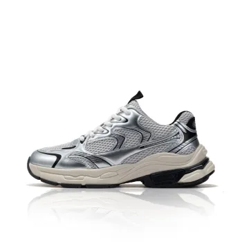 JOSINY Interstellar Odyssey Chunky Sneakers Men Low Top Shiny Silver/Black Tortoise