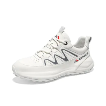 KOLUMB Non slip Wear resistant Shock Absorption Low Top Casual Running Shoes Men's White