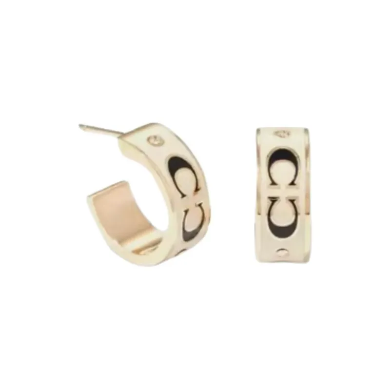 COACH Brass Earrings Women's Black/White-1
