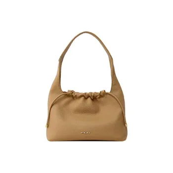 FION Cow Leather One Shoulder Handbags Medium Size Women's Light Khaki/Caramel Brown