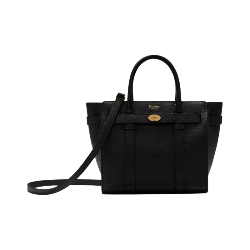 Mulberry Grain Leather Crossbody Handbag Women's Black-2