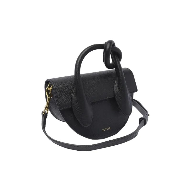 YUZEFI Calfskin Shoulder Bag, Crossbody Bag, Handbag Women's Black-1