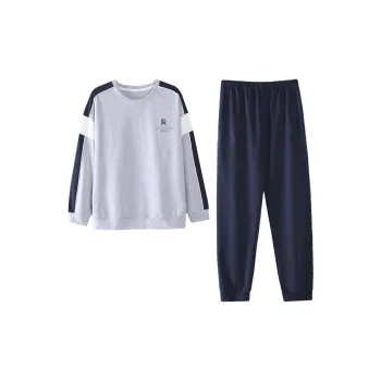 MADALLO Pajama Set Women's Light Gray & Navy Blue