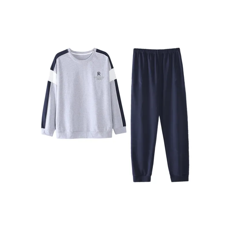 MADALLO Pajama Set Women's Light Gray & Navy Blue-0