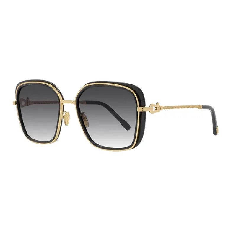 FRED Metal Acetate Irregular Shape Sunglasses Unisex Gold-0