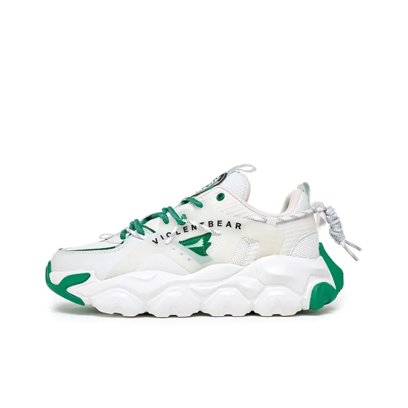 Violentbear Cushioning, Slip Resistant, And Abrasion Resistant Low Top Chunky Sneakers Unisex White Green-4