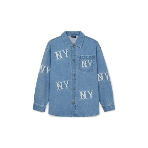 MLB New York Yankees Denim Jackets Unisex Light Sky Blue