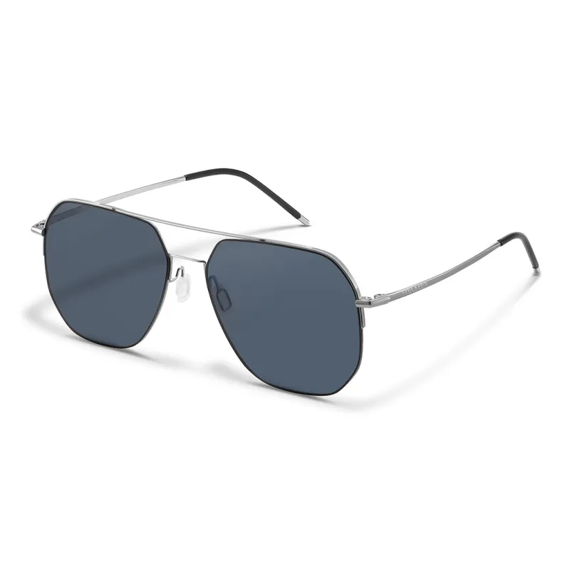 HELMER Alloy Irregular Shape Sunglasses Unisex Sky Black Tech Blue Shimmering Silver-3