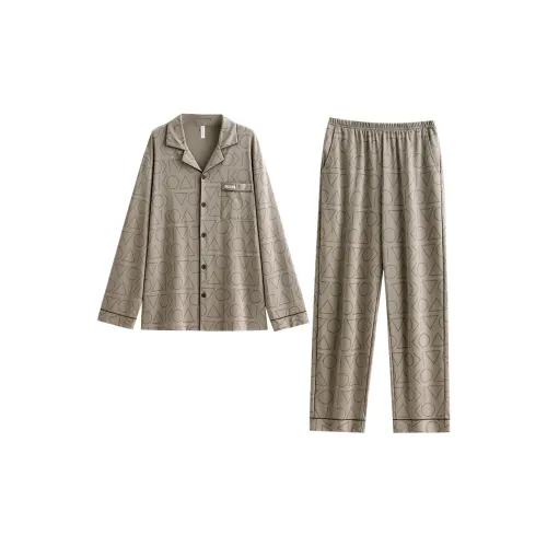 Q'NIANMA Pajama Set Men's Pizza Gray