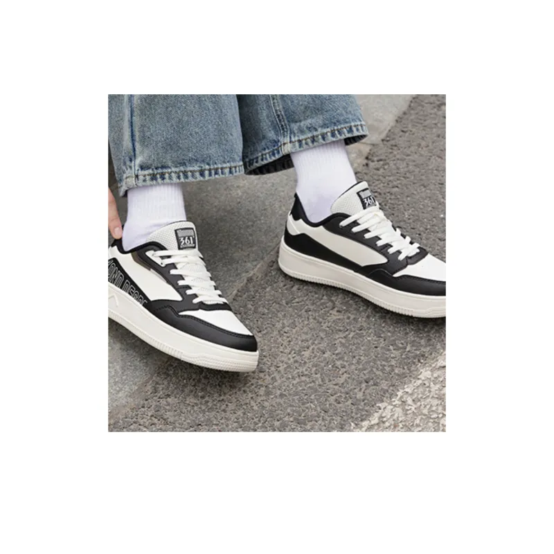 361° Wear Resistant Slip Resistant Low Top Skateboard Shoes Women's Feather White Obsidian Black-3