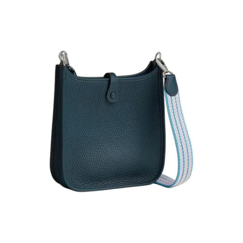 HERMES Evelyne Clemence Bullock Leather Shoulder Bag Crossbody Bag Women's Dark Blue/Light Blue/Light Pink-2