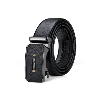 WilliamPOLO Cow Leather Leather Belts Men's Gunmetal 3.5cm