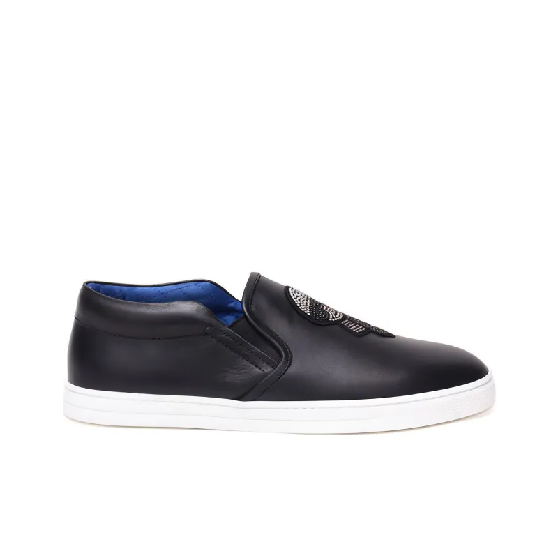 FENDI Low Top Stylish Skateboarding Shoes With Round Tips Men's Black-1