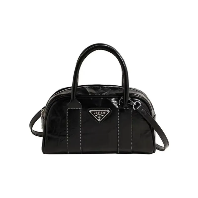 RKM PU Bowling Bag Handbag Shoulder Bag Crossbody Bag Regular Unisex Silver/White/Black-8
