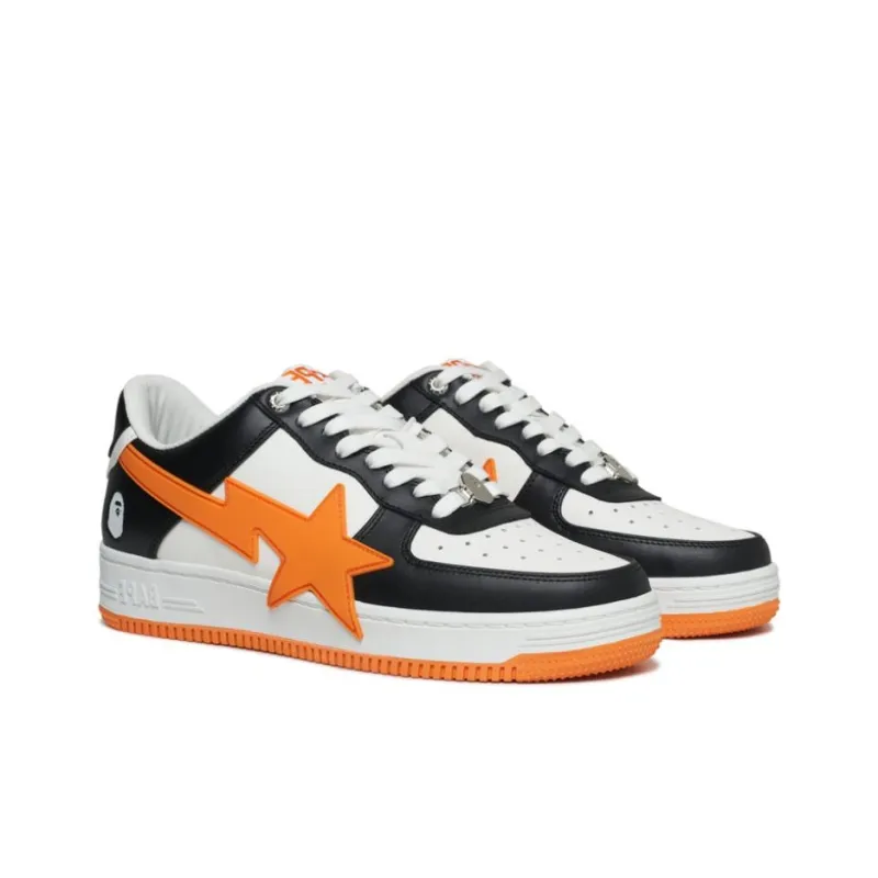 A BATHING APE Low Top Skateboard Shoes Unisex Black Orange-3