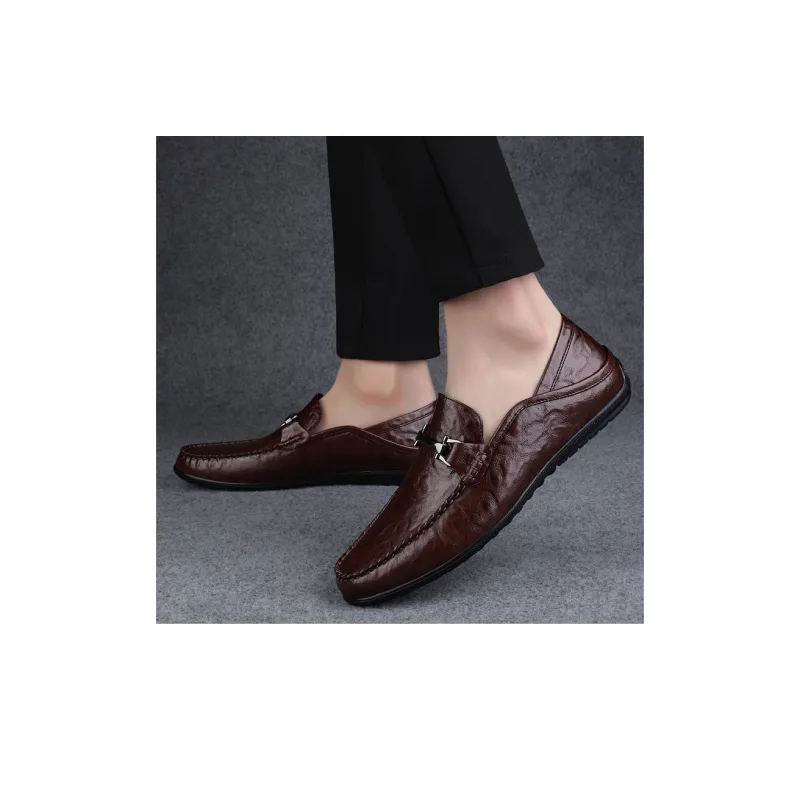King Jinmai Gommino Loafers Men Black/Dark Brown-20