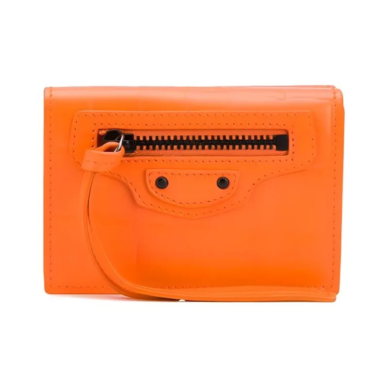Balenciaga Neo Classic Calfskin Wallet Mini Women's Orange-0