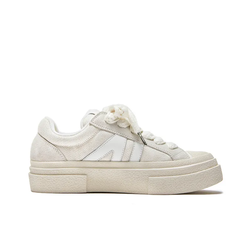 DFOA Wear Resistant Slip Resistant Low Top Skateboard Shoes Unisex Ecru-1